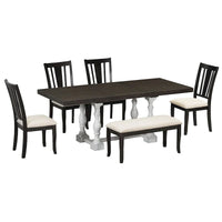 Ensemble de salle à manger extensible 6 pièces de 78 pouces avec chevalet traditionnel