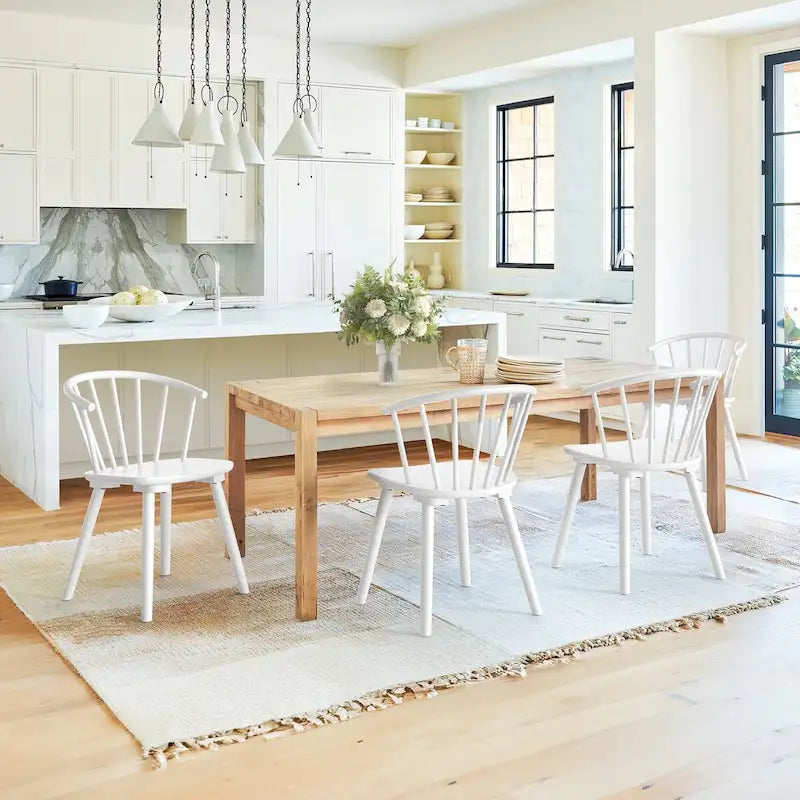 Lot de 4 chaises de salle à manger sans accoudoirs à dossier en fuseau, style moderne
