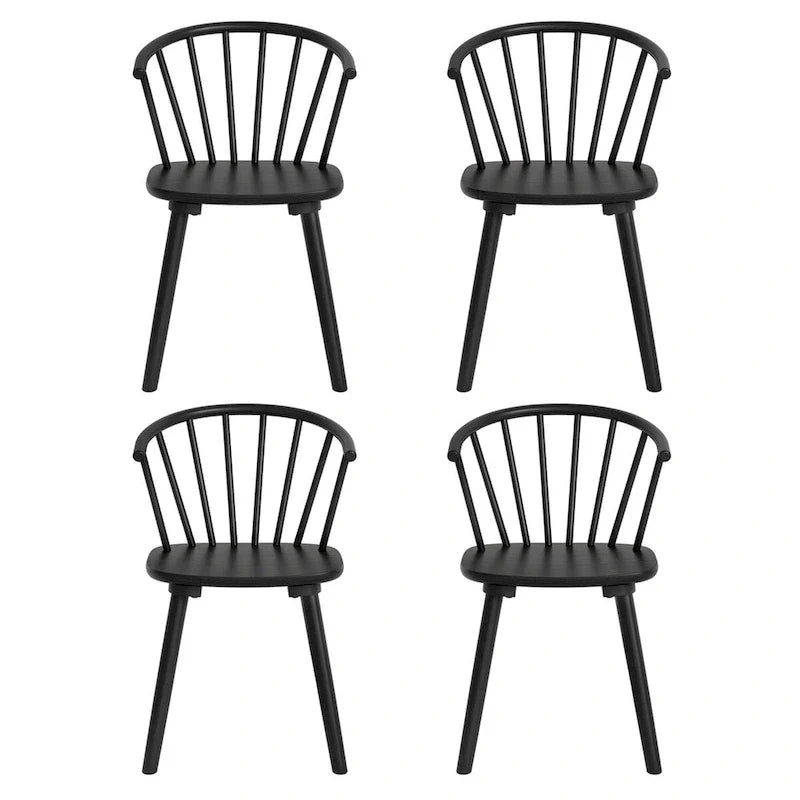 Lot de 4 chaises de salle à manger sans accoudoirs à dossier en fuseau, style moderne
