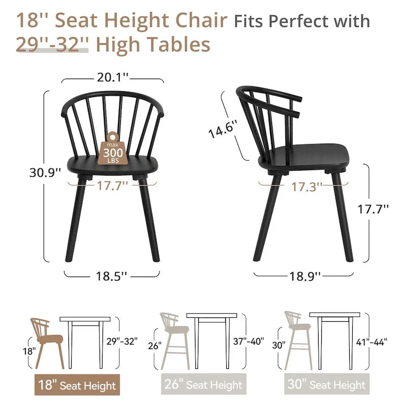 Lot de 4 chaises de salle à manger sans accoudoirs à dossier en fuseau, style moderne