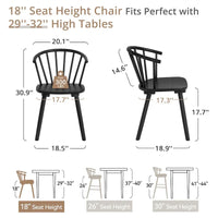 Lot de 4 chaises de salle à manger sans accoudoirs à dossier en fuseau, style moderne