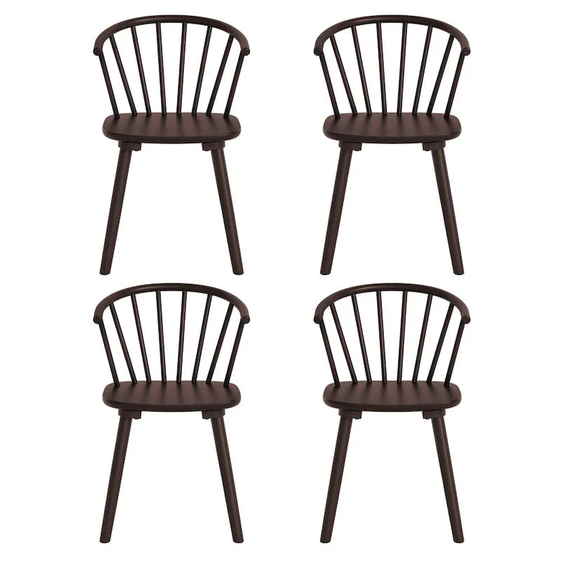 Lot de 4 chaises de salle à manger sans accoudoirs à dossier en fuseau, style moderne