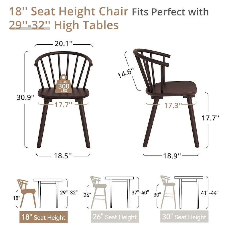 Lot de 4 chaises de salle à manger sans accoudoirs à dossier en fuseau, style moderne
