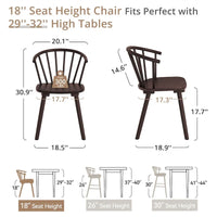 Lot de 4 chaises de salle à manger sans accoudoirs à dossier en fuseau, style moderne