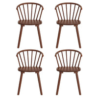 Lot de 4 chaises de salle à manger sans accoudoirs à dossier en fuseau, style moderne