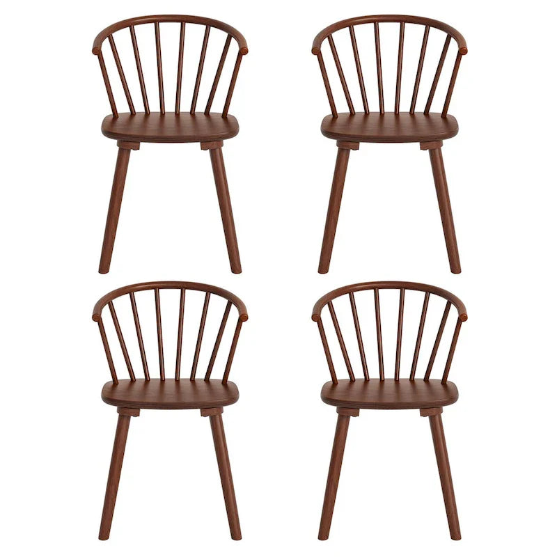 Lot de 4 chaises de salle à manger sans accoudoirs à dossier en fuseau, style moderne