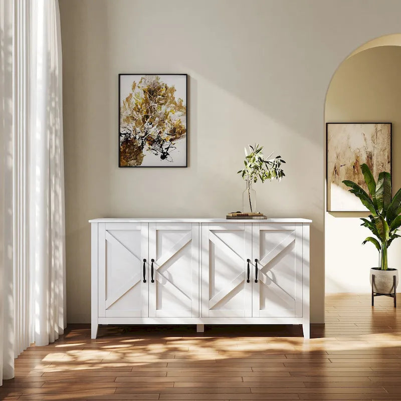 Armoire de rangement sur pied de 59 po avec 4 portes buffet