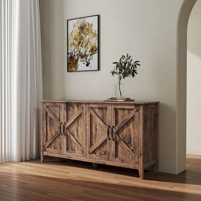 Armoire de rangement sur pied de 59 po avec 4 portes buffet