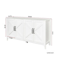 Armoire de rangement sur pied de 59 po avec 4 portes buffet