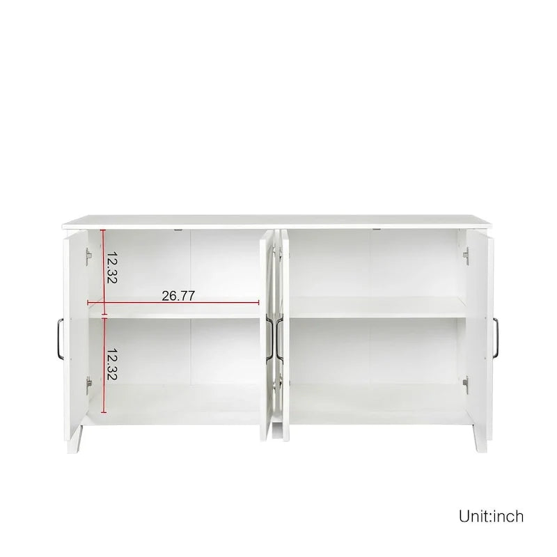 Armoire de rangement sur pied de 59 po avec 4 portes buffet