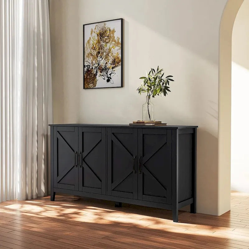 Armoire de rangement sur pied de 59 po avec 4 portes buffet