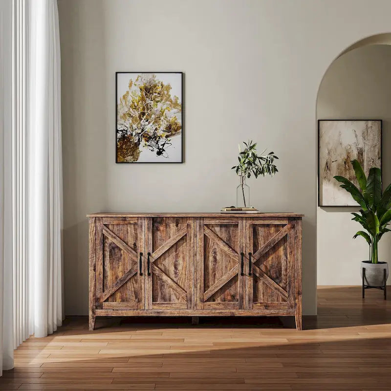 Armoire de rangement sur pied de 59 po avec 4 portes buffet