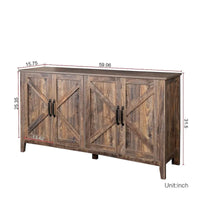 Armoire de rangement sur pied de 59 po avec 4 portes buffet