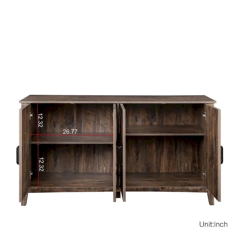 Armoire de rangement sur pied de 59 po avec 4 portes buffet
