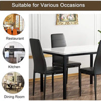 Ensemble de table à manger Mieres de style moderne 5 pièces à plateau en faux marbre avec 4 chaises de salle à manger rembourrées en similicuir
