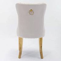 Chaise de salle à manger haut de gamme capitonnée en velours, bois massif contemporain, pieds en acier inoxydable plaqué doré, lot de 2