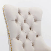 Chaise de salle à manger haut de gamme capitonnée en velours, bois massif contemporain, pieds en acier inoxydable plaqué doré, lot de 2
