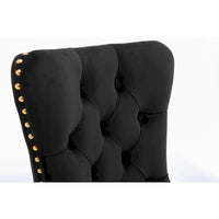Chaise de salle à manger haut de gamme capitonnée en velours, bois massif contemporain, pieds en acier inoxydable plaqué doré, lot de 2