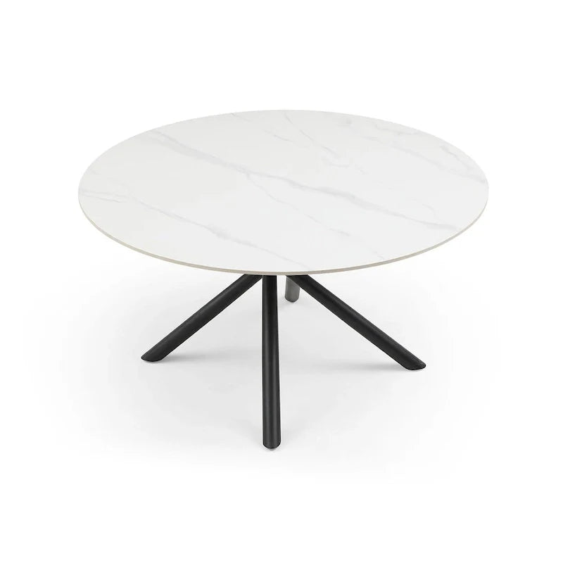 Table à manger ronde Marbre Modern Glam avec pieds croisés en métal