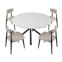 Table à manger ronde Marbre Modern Glam avec pieds croisés en métal