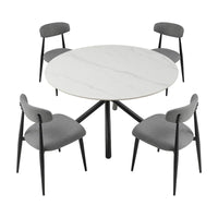 Table à manger ronde Marbre Modern Glam avec pieds croisés en métal