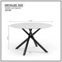 Table à manger ronde Marbre Modern Glam avec pieds croisés en métal