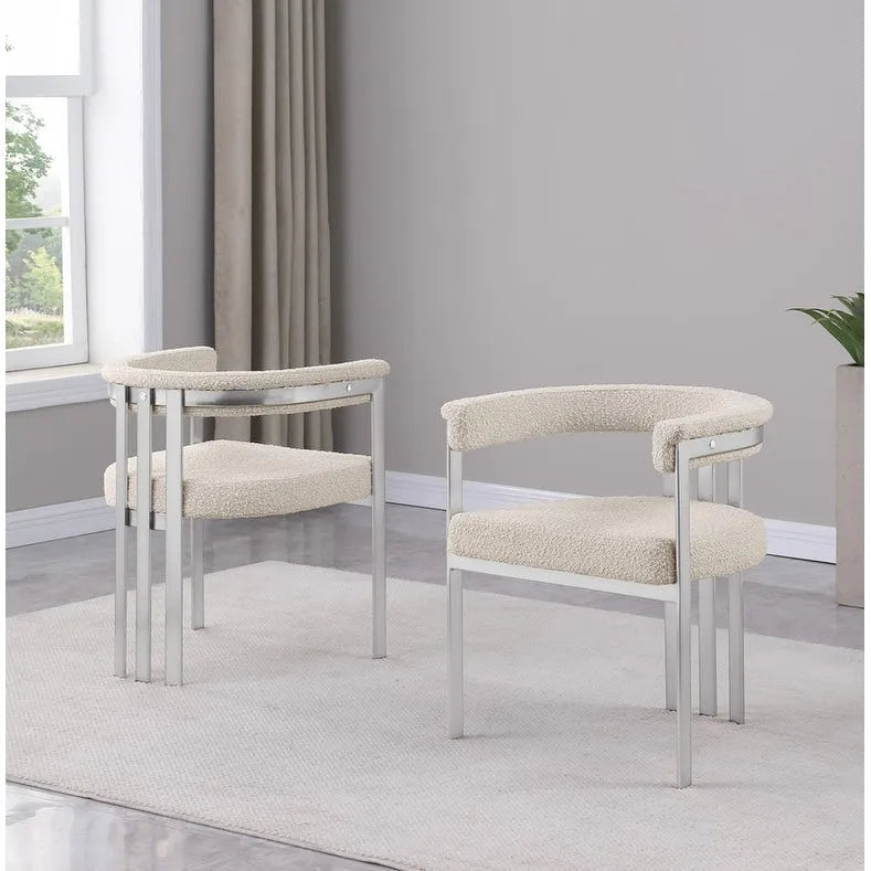 Best Quality Furniture Chaises de salle à manger chromées brossées mates (lot de 2) - N/A