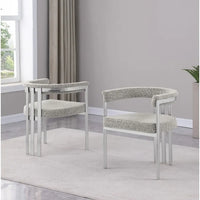 Best Quality Furniture Chaises de salle à manger chromées brossées mates (lot de 2) - N/A