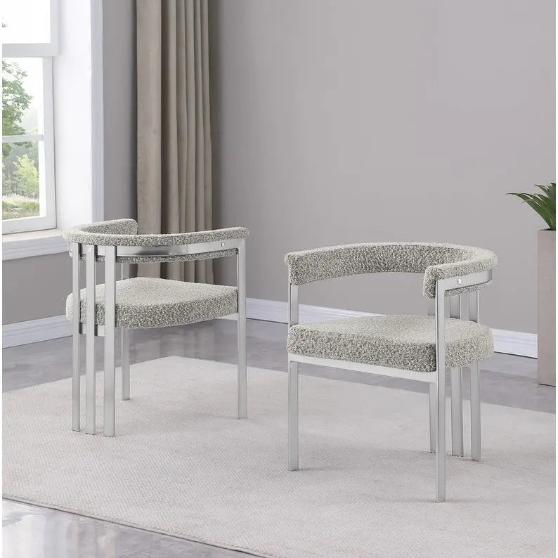 Best Quality Furniture Chaises de salle à manger chromées brossées mates (lot de 2) - N/A