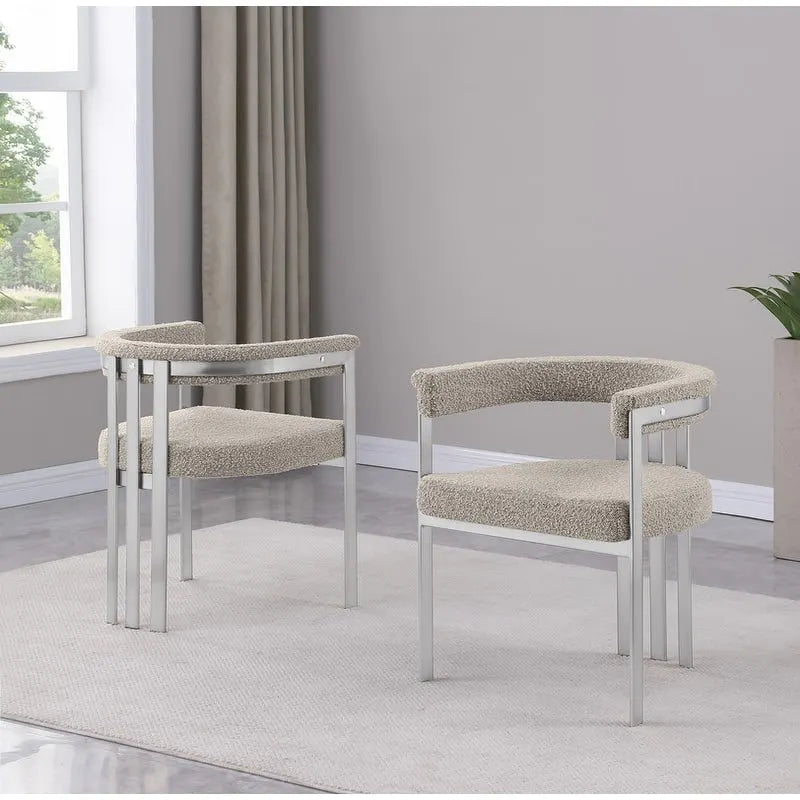 Best Quality Furniture Chaises de salle à manger chromées brossées mates (lot de 2) - N/A