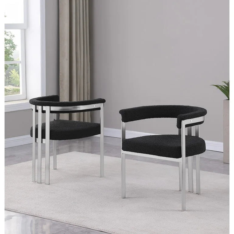 Best Quality Furniture Chaises de salle à manger chromées brossées mates (lot de 2) - N/A