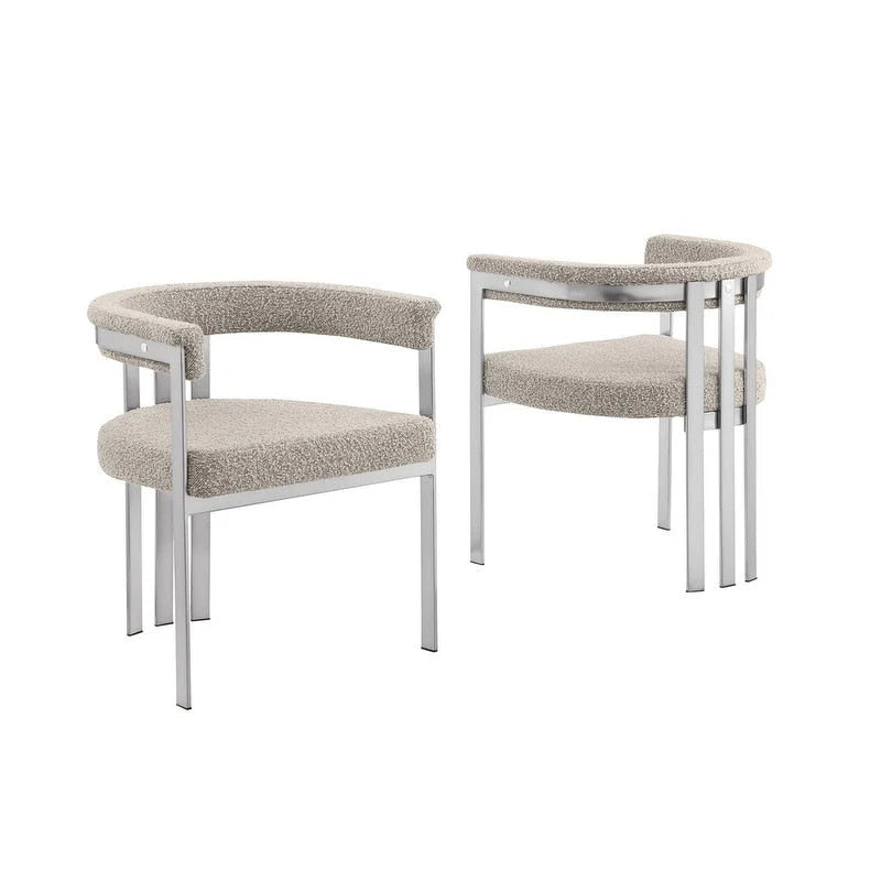 Best Quality Furniture Chaises de salle à manger chromées brossées mates (lot de 2) - N/A