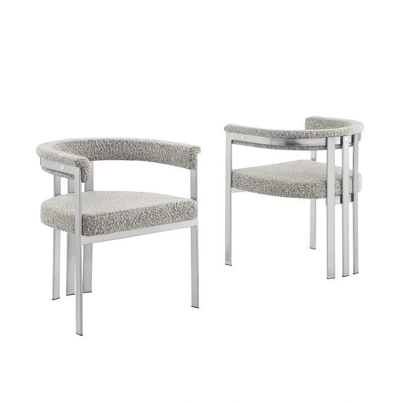 Best Quality Furniture Chaises de salle à manger chromées brossées mates (lot de 2) - N/A