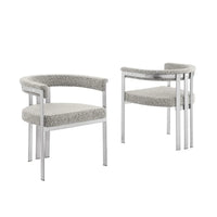 Best Quality Furniture Chaises de salle à manger chromées brossées mates (lot de 2) - N/A