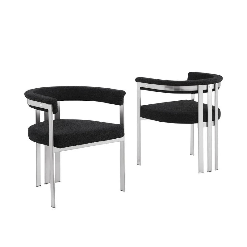 Best Quality Furniture Chaises de salle à manger chromées brossées mates (lot de 2) - N/A