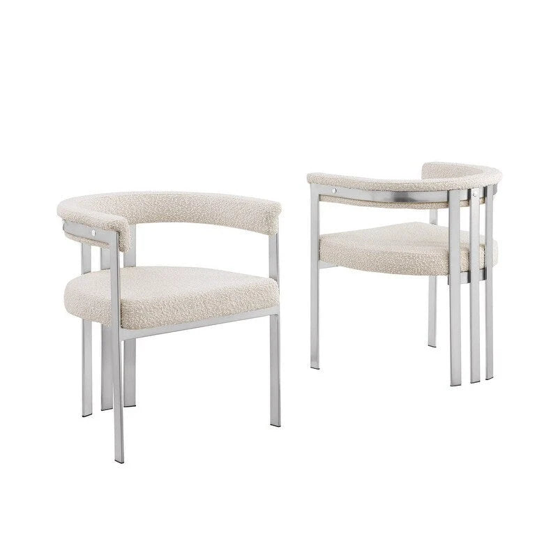 Best Quality Furniture Chaises de salle à manger chromées brossées mates (lot de 2) - N/A