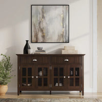 WYNDENHALL Normandy Buffet Grand bahut rectangulaire de style transitionnel en bois massif de 60 pouces de large, couleur brun brunette
