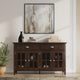 WYNDENHALL Normandy Buffet Grand bahut rectangulaire de style transitionnel en bois massif de 60 pouces de large, couleur brun brunette
