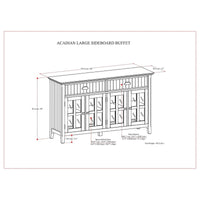 WYNDENHALL Normandy Buffet Grand bahut rectangulaire de style transitionnel en bois massif de 60 pouces de large, couleur brun brunette