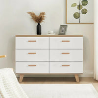 Commode tiroirs en bois massif, meuble de rangement, chêne blanc moderne
