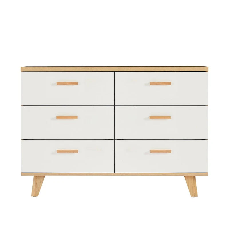 Commode tiroirs en bois massif, meuble de rangement, chêne blanc moderne