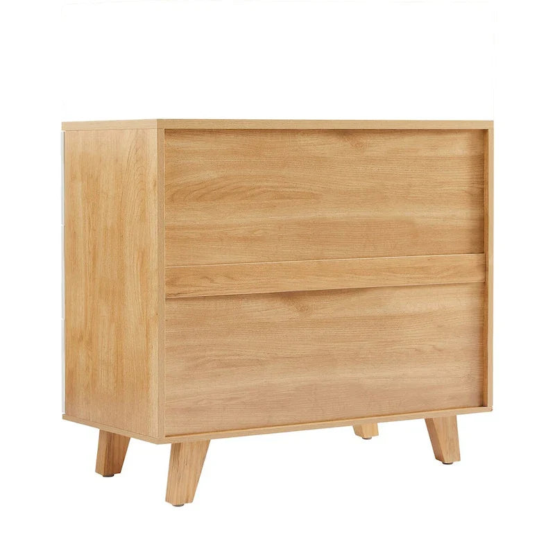 Commode tiroirs en bois massif, meuble de rangement, chêne blanc moderne