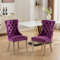 Chaise de salle à manger haut de gamme capitonnée en velours contemporain en bois massif avec pieds plaqués en acier inoxydable chromé