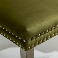 Chaise de salle à manger haut de gamme capitonnée en velours contemporain en bois massif avec pieds plaqués en acier inoxydable chromé