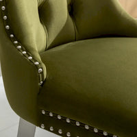Chaise de salle à manger haut de gamme capitonnée en velours contemporain en bois massif avec pieds plaqués en acier inoxydable chromé