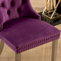 Chaise de salle à manger haut de gamme capitonnée en velours contemporain en bois massif avec pieds plaqués en acier inoxydable chromé