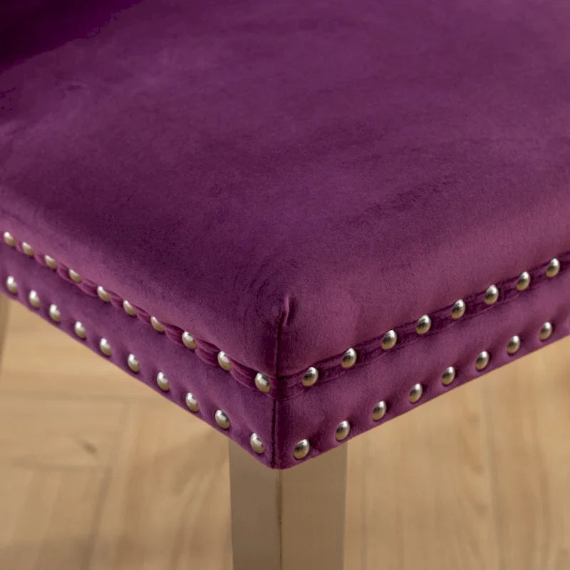 Chaise de salle à manger haut de gamme capitonnée en velours contemporain en bois massif avec pieds plaqués en acier inoxydable chromé