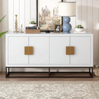 Meuble de rangement luxueux avec pieds de support uniques et étagères réglables