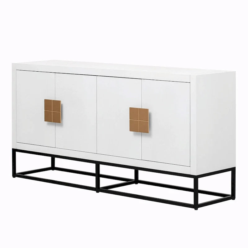 Meuble de rangement luxueux avec pieds de support uniques et étagères réglables