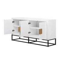 Meuble de rangement luxueux avec pieds de support uniques et étagères réglables